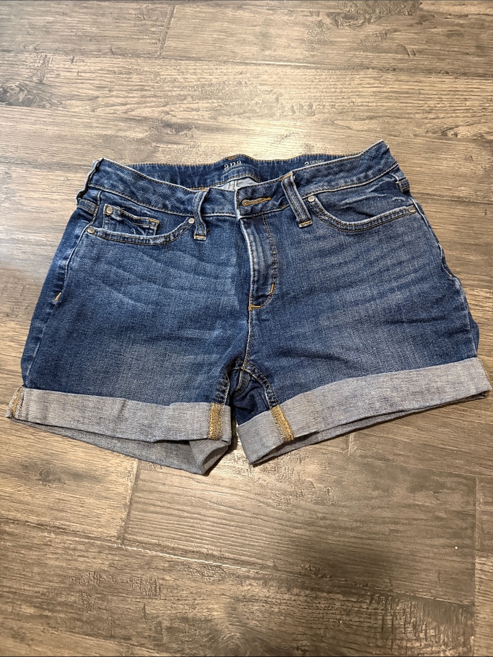 a.n.a Dark Blue Cuffed Denim Shorts